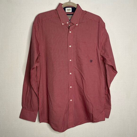 Ariat Western Shirt Men’s SP Red Wrinkle Free Gingham Preppy Fishing Gorpcore - Picture 5 of 9